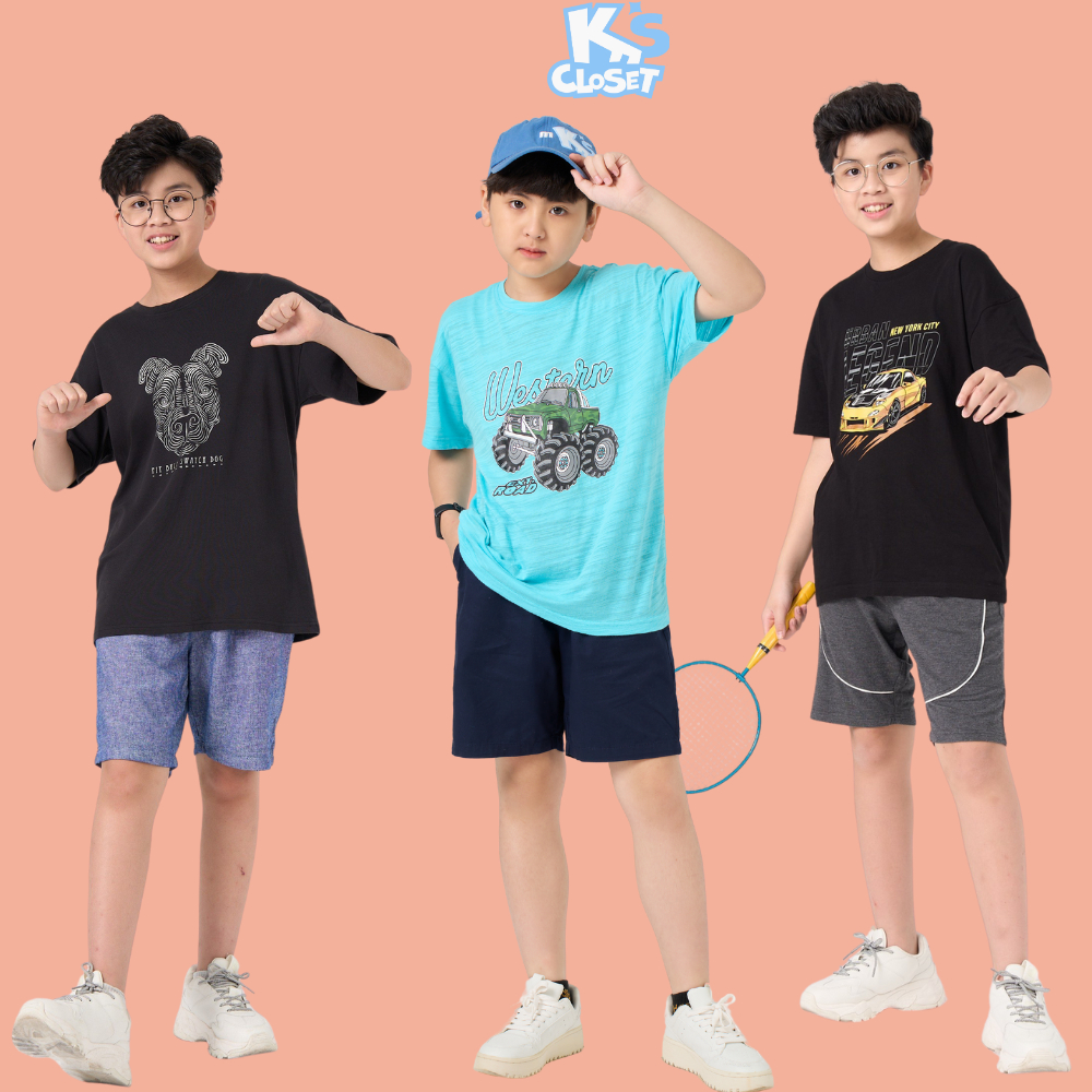 Áo phông cộc tay cho bé K S CLOSET chất liệu cotton thoáng mát 2-14t