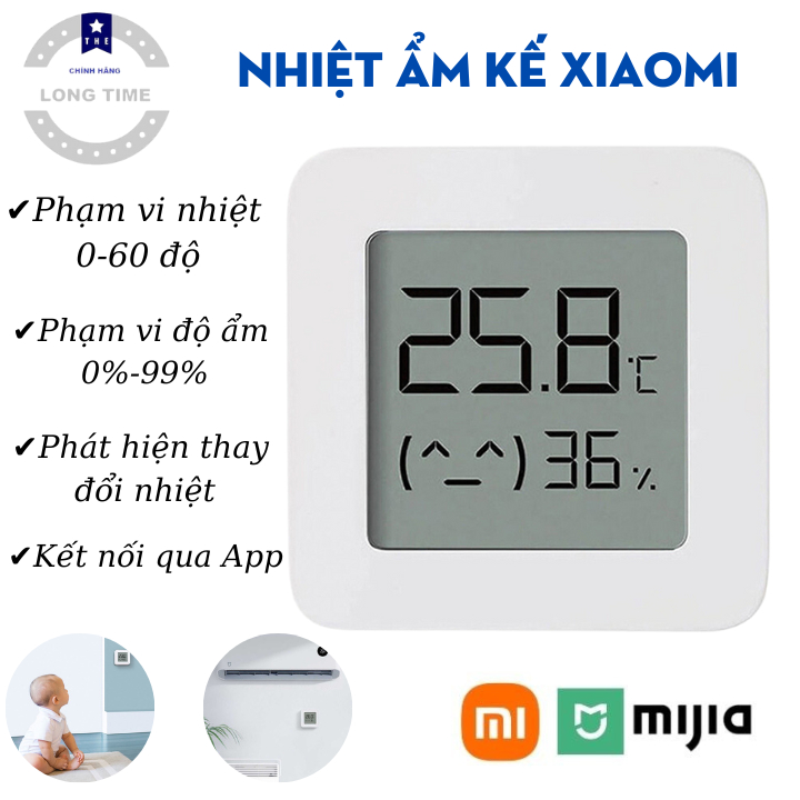 Nhiệt kế ẩm kế thông minh Xiaomi Mijia 2, Bluetooth 4.2, Đo nhiệt độ trong nhà cho bé,người lớn theo dõi,BH chính hãng