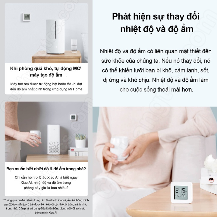 Nhiệt kế ẩm kế thông minh Xiaomi Mijia 2, Bluetooth 4.2, Đo nhiệt độ trong nhà cho bé,người lớn theo dõi,BH chính hãng