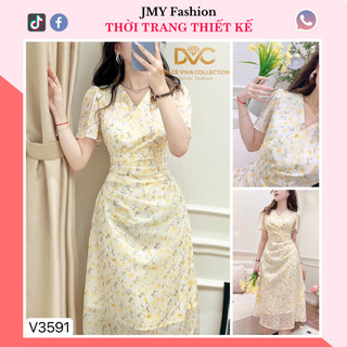V3591 Váy vàng hoa nhí đi chơi đi biển mùa hè váy đầm hoa nhẹ nhàng nữ tính