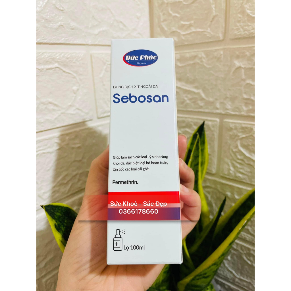 Kem bôi /  Xịt Sebosan 100 ml chai xịt cho da bị ghẻ và ký sinh trùng
