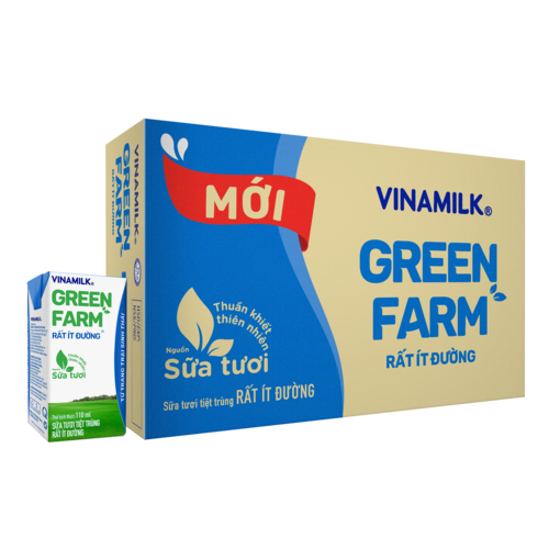Thùng 48 hộp Sữa Tươi Tiệt Trùng Vinamilk Green Farm ít đường 110ml