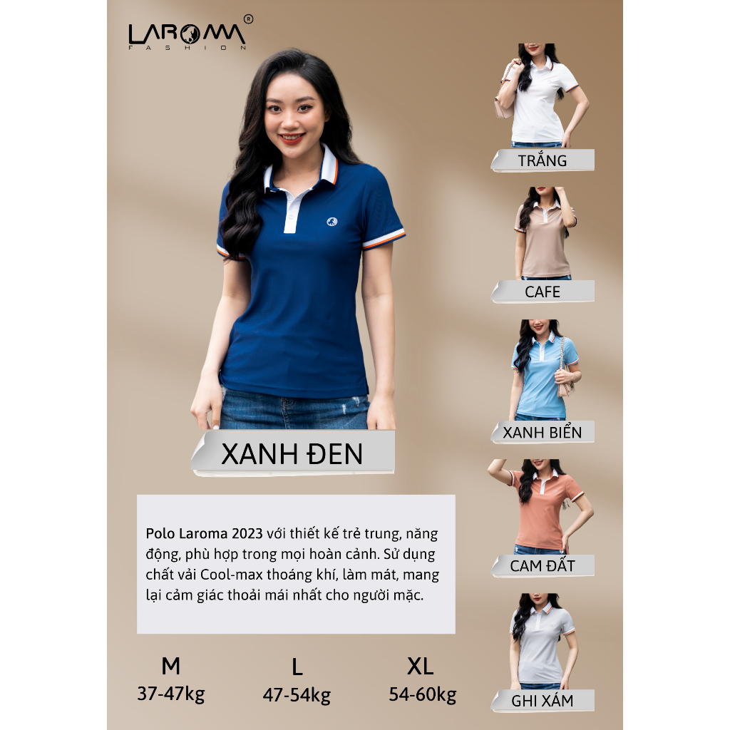 LAROMA Áo Polo nữ phối cổ | Vải Coolmax làm mát