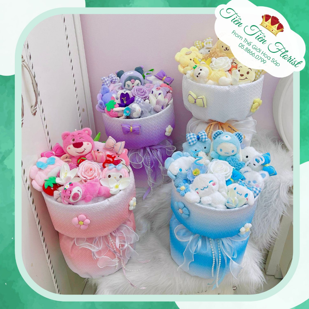 (HOT TRENDY) Bó Hoa Gấu Nhồi Bông Dễ Thương Cao Cấp