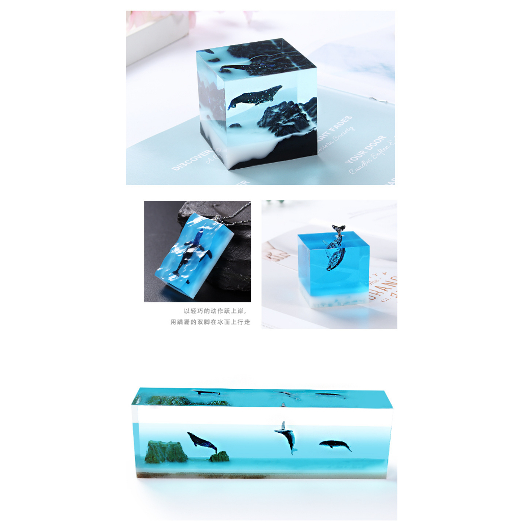 Mô hình cá voi 3D làm đèn,trang sức,trang trí tiểu cảnh resin diy