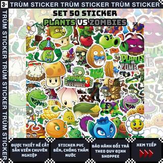 Set 50 stickers, hình dán game plants vs zombies-game,random- trang trí, decor laptop, cặp sách - trùm stickers 103
