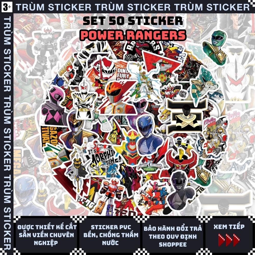 Set 50 Stickers, Hình Dán Siêu Nhân Power Rangers -movie,random, Trang Trí, Decor Laptop, Cặp Sách -TRÙM STICKERS 001
