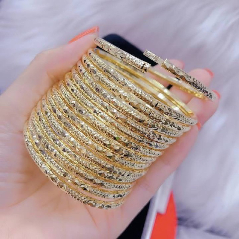 Vòng ximen khía bọng mạ vàng 18k khoá lưỡi gà ký hiệu 18k bao đẹp