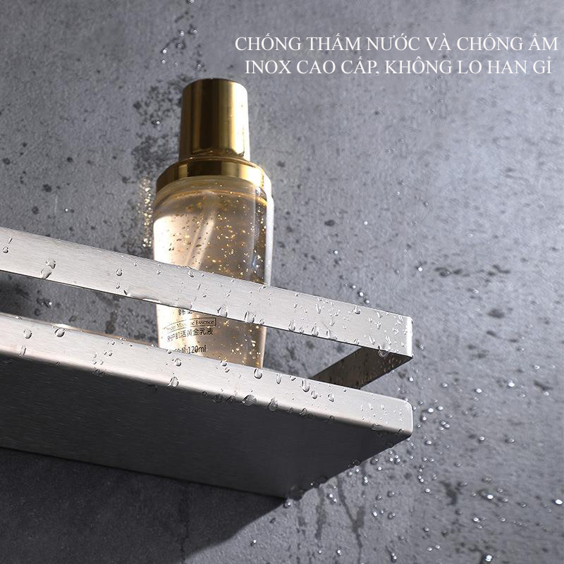 Kệ Dán Tường  FOODCOM Chất Liệu Inox Cao Cấp Dán Tường Gạch Men Không Cần Khoan Đục Đựng Gia vị, Mỹ Phẩm