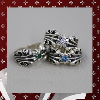 Nhẫn Chrome Hearts Kt nam nữ bạc 925 đính đá phong cách cá tính, Nhẫn bạc nam nữ CH Kt đính đá sang trọng