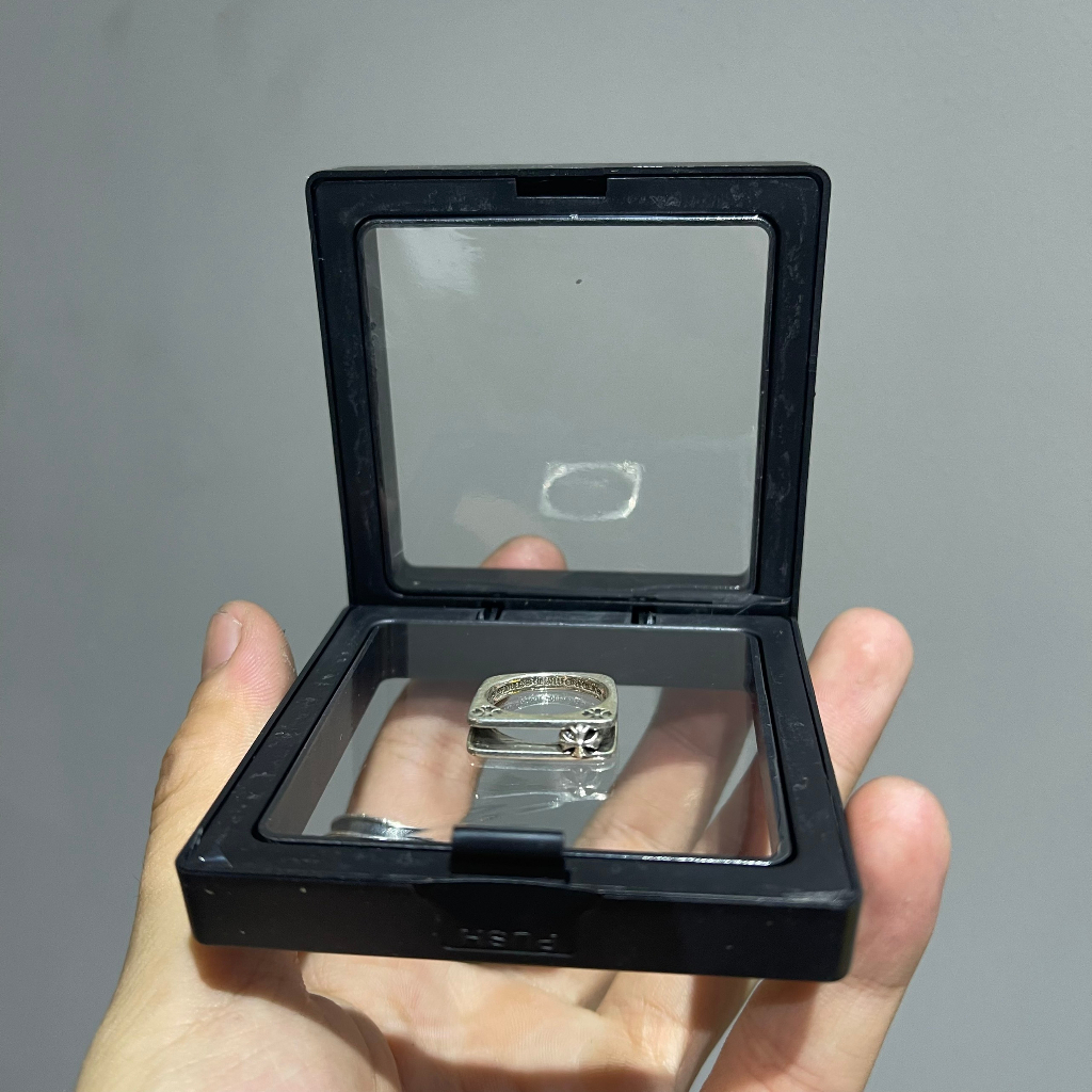 Nhẫn nam nữ bạc 925 ChormHearts vuông phong cách cá tính, Nhẫn bạc nam nữ CH vuông sang trọng và tỏa sáng