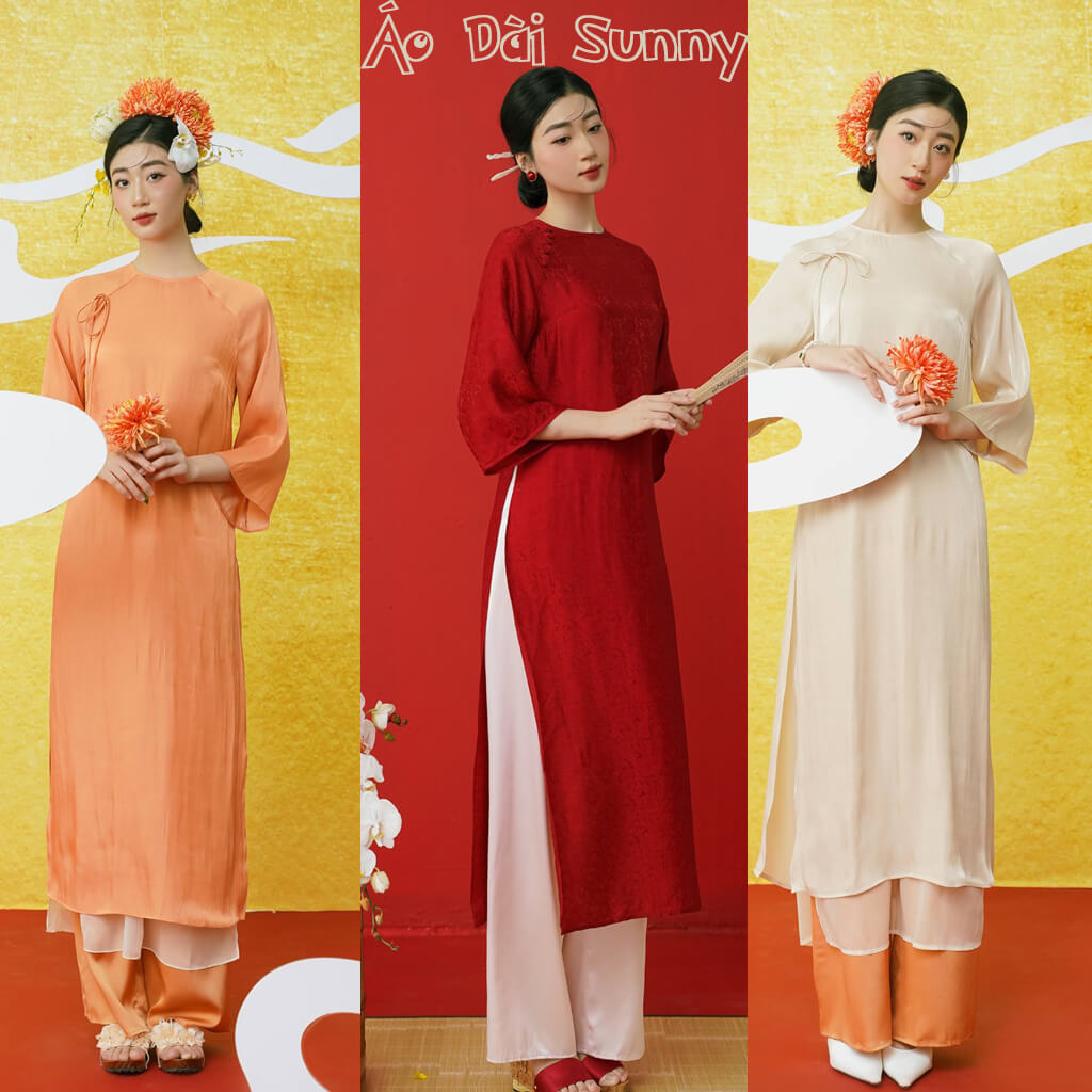 Áo dài cách tân _Sunny_dáng suông tay lỡ kèm nơ vai, chất tơ mềm mát phù hợp mùa hè 2023 mặc sự kiện chụp hình sang đẹp