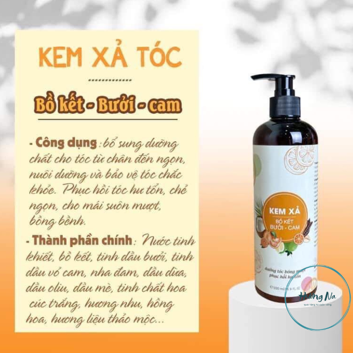 Dầu xả thảo dược thiên nhiên, kem xả bồ kết bưởi cam giúp tóc mềm mượt chắc khỏe