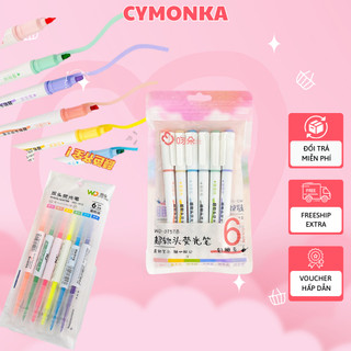 Sét 6 bút highlight pastel dạ quang,bút đánh dấu