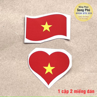 Sticker dán mặt hình trái tim, hình lá cờ Việt Nam - Đồng phục Song Phú