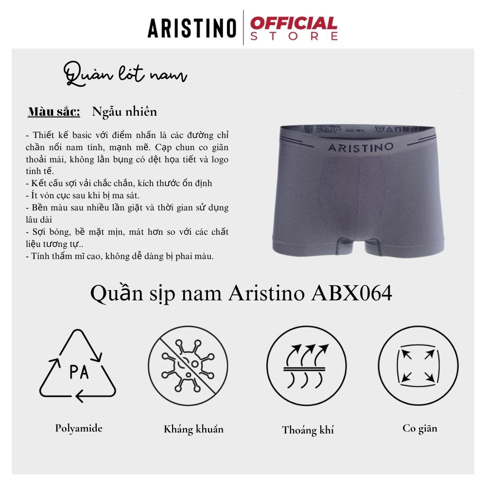 Quần lót nam boxer ARISTINO ABX064 sịp đùi cao cấp cạp cao dệt liền mềm co giãn 4 chiều thoáng mát kháng khuẩn khử mùi