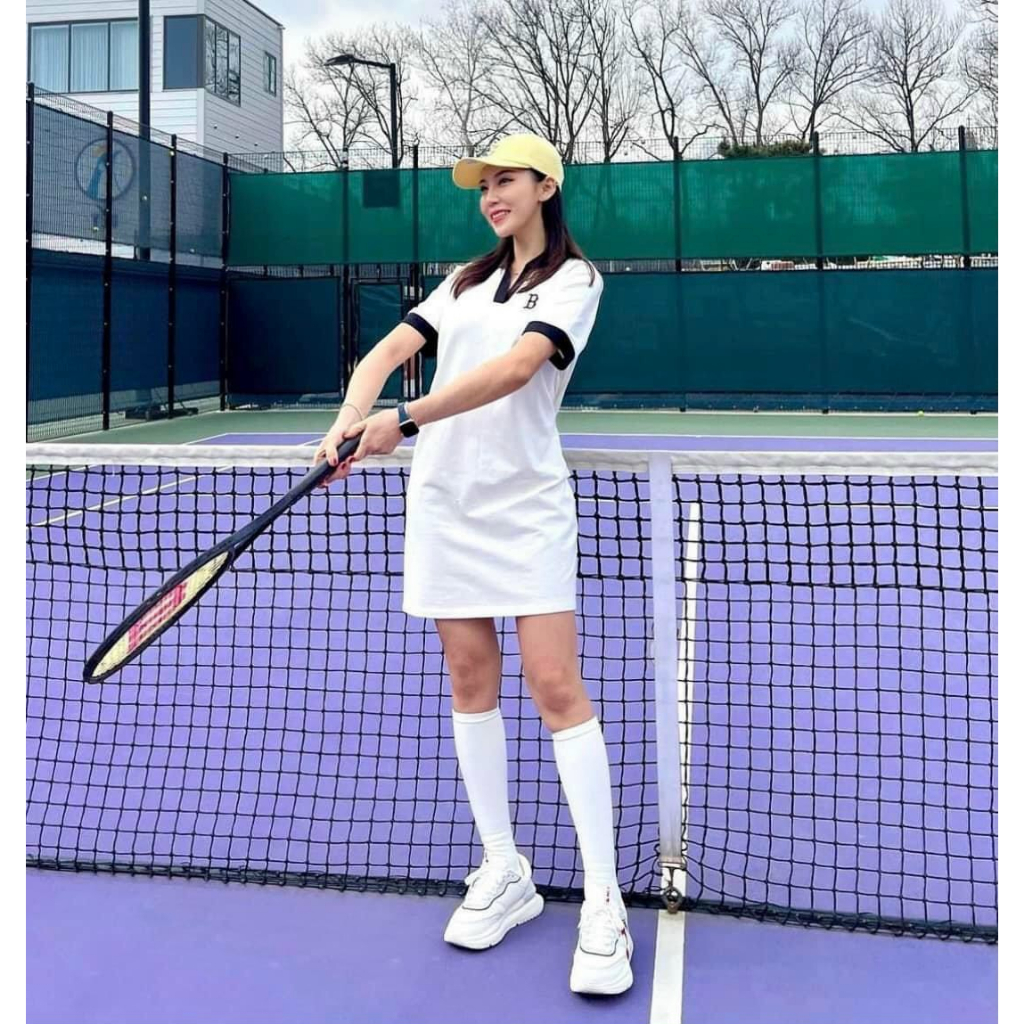 Váy polo NY/ đầm polo nữ xuất dư xịn có cổ trắng dáng suông giấu bụng mặc đi làm, đi chơi, đi học