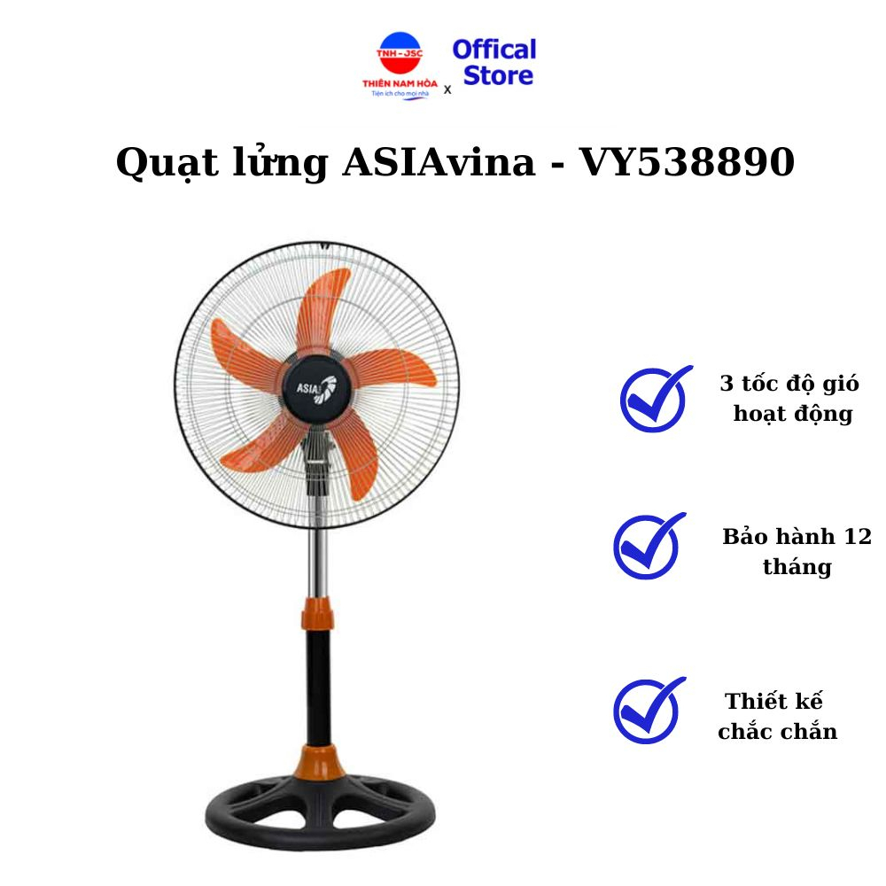 Quạt lửng ASIAvina - VY538890 - Đen (Quạt đứng Size vừa, 3 mức độ gió siêu mát)