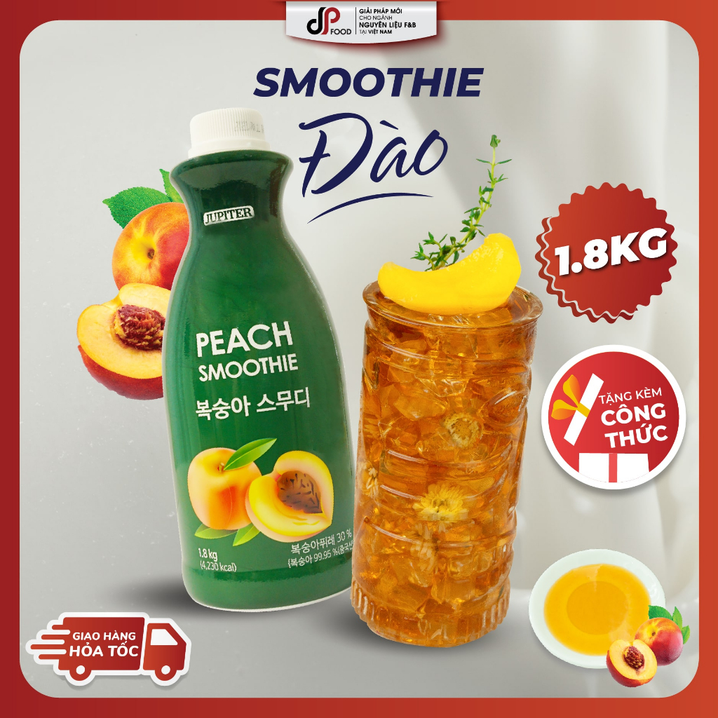 Smoothie Đào Peach làm trà trái cây, đá xay, soda thay thế Sinh tố Syrup Siro Puree - JUPITER