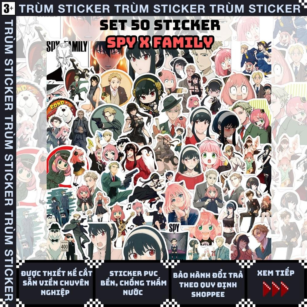 Set 50 Sticker, Hình Dán Spy x Family hoạt hình- anime,movie - Trang Trí, Decor Laptop, Cặp Sách - TRÙM STICKERS-015