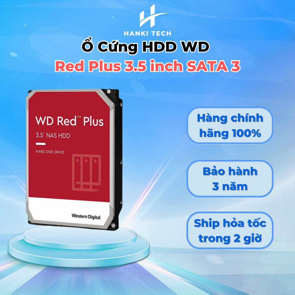 Ổ Cứng HDD WD Red Plus 3.5 inch SATA 3 | Hanki Tech