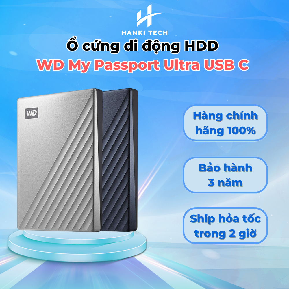 Ổ cứng di động HDD WD My Passport Ultra USB C 2TB/4TB | Hanki Tech