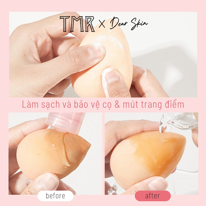 Bộ dụng cụ vệ sinh cọ trang điểm TMR Clean and Dry Combo set giỏ phơi cọ, nước rửa cọ tiện lợi