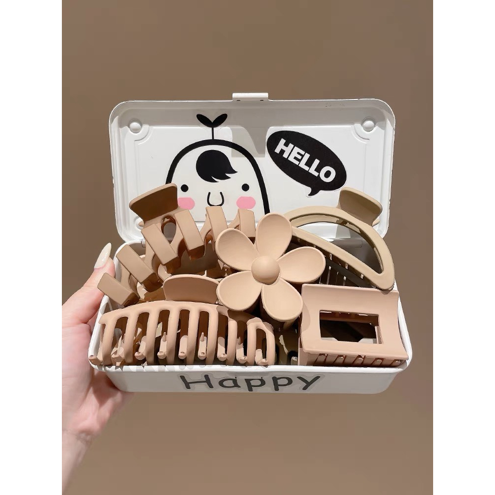 Kẹp tóc càng cua MÀU NÂU VINTAGE sét 10 chiếc style KOREA tạo nhiều kiểu mẫu