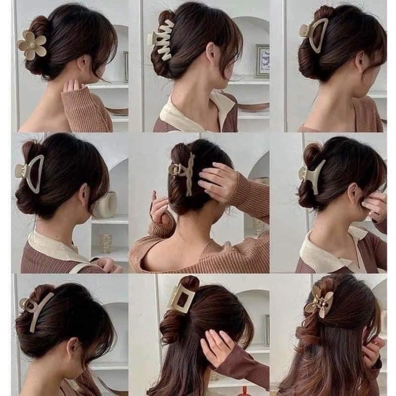 Kẹp tóc càng cua MÀU NÂU VINTAGE sét 10 chiếc style KOREA tạo nhiều kiểu mẫu