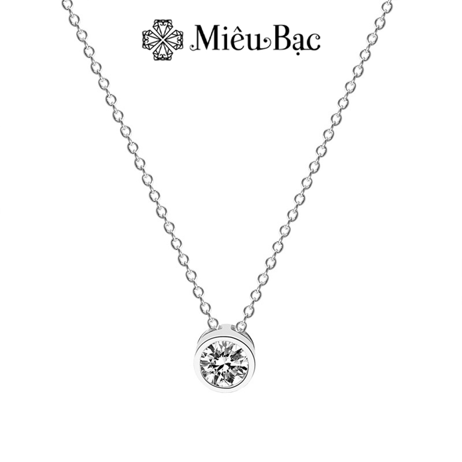 Dây chuyền bạc nữ Miêu Bạc ổ đá tròn lấp lánh chất liệu bạc 925 thời trang phụ kiện trang sức nữ MD20