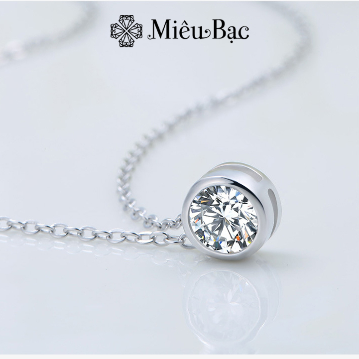 Dây chuyền bạc nữ Miêu Bạc ổ đá tròn lấp lánh chất liệu bạc 925 thời trang phụ kiện trang sức nữ MD20