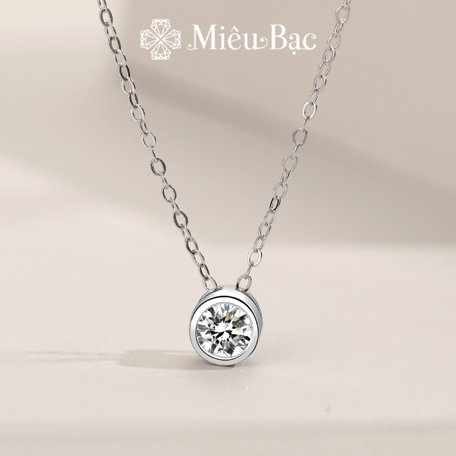 Dây chuyền bạc nữ Miêu Bạc ổ đá tròn lấp lánh chất liệu bạc 925 thời trang phụ kiện trang sức nữ MD20