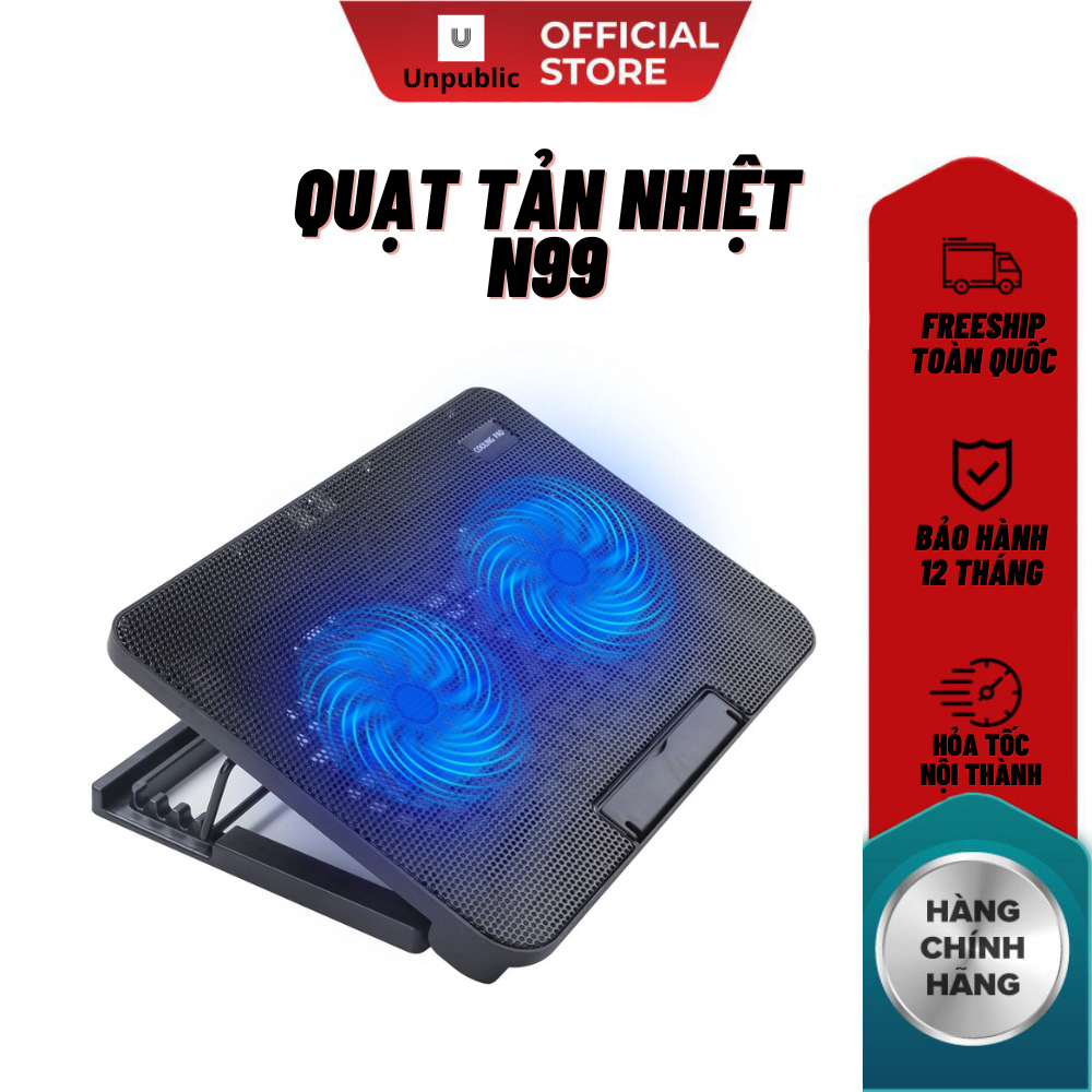 Đế Tản Nhiệt Laptop N99 cho laptop từ 13.3 đến 17 inch 2 Fan , Đế Nâng 45 Độ