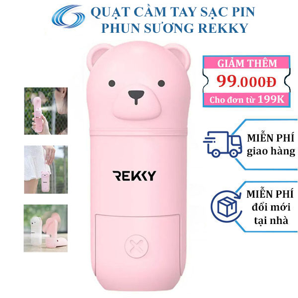 Quạt tích điện mini cầm tay hơi nước sạc pin gập gọn REKKY thuận tiện cho di chuyển - LOẠI GẤU CUTE - YOICE