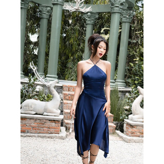 VÁY LỤA YẾM LƯNG THUN XANH ĐEN