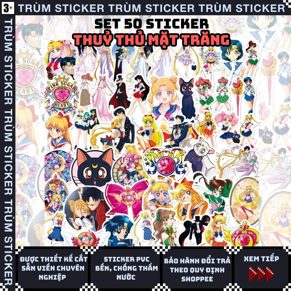 Set 50 Stickers, Hình Dán Thuỷ Thủ Mặt Trăng hoạt hình-anime,movie Trang Trí, Decor Laptop, Cặp Sách - TRÙM STICKERS 008