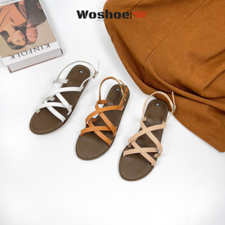 Giày sandal nữ quai chéo 4 dây mảnh đế bệt WOSHOE đi học. đi biển bigsize 34-42 W015
