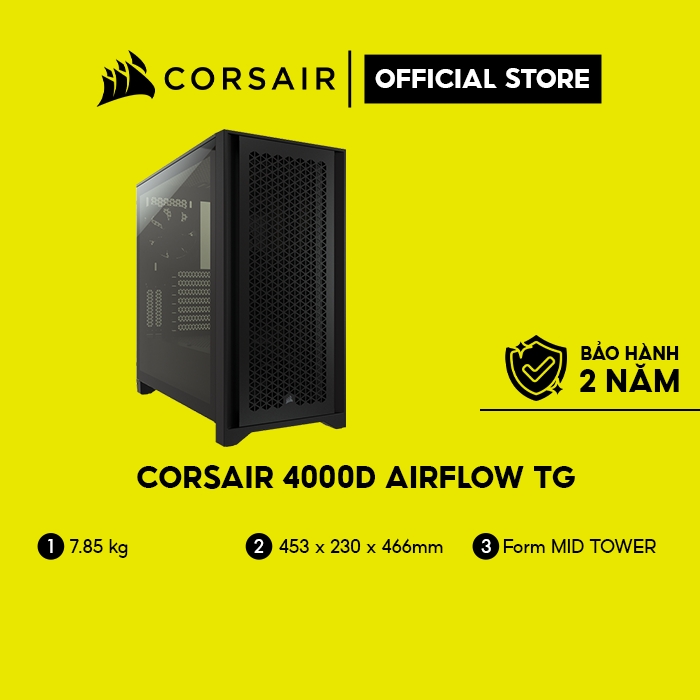 Vỏ máy tính Corsair 4000D AIRFLOW TG - Đen
