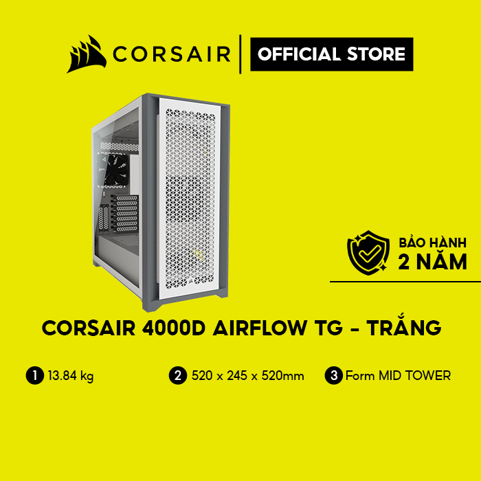 Vỏ máy tính Corsair 5000D Airflow TG White/CC-9011211-WW