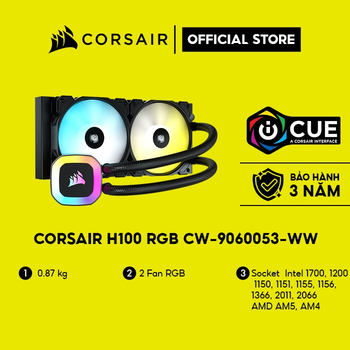 Tản nhiệt nước Corsair H100 RGB CW-9060053-WW