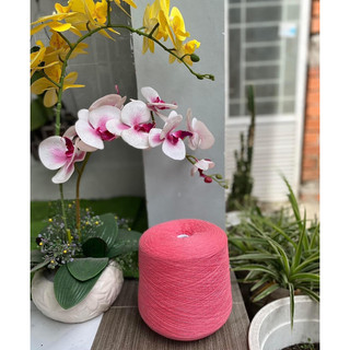Len cashmere 100% màu hồng dâu