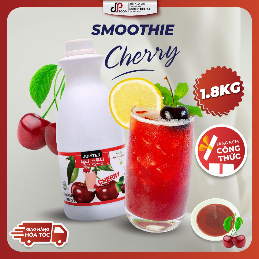 Smoothie Cherry Anh Đào làm trà trái cây, đá xay, soda thay thế Sinh tố Syrup Siro Puree - JUPITER