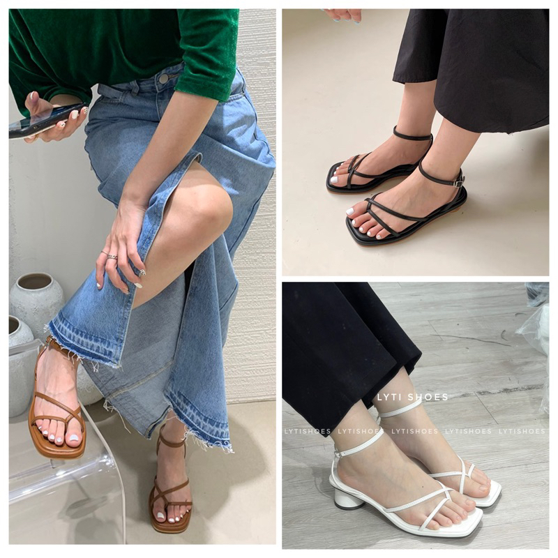 Sandal dây mảnh gót tròn g145