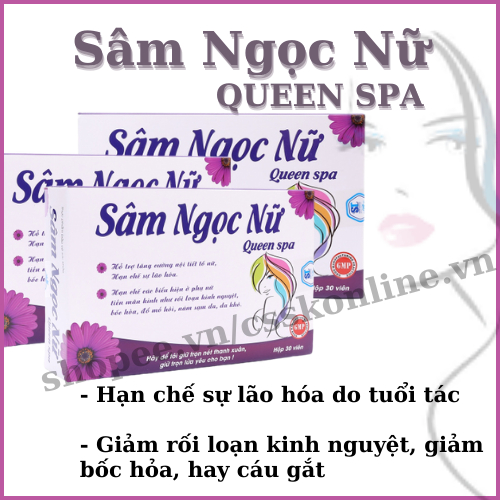 Sâm ngọc nữ QUEEN SPA, tăng nội tiết tố nữ, hỗ trợ làm đẹp da, giảm khô hạn, vỉ 30 viên