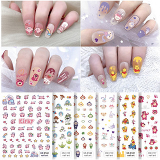 Sticker gấu dâu gấu pooh dán móng nail các loại