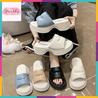 [ SALE ] Dép guốc bản da quai phồng đế xuồng vát cao 5 phân đi êm chân tôn dáng