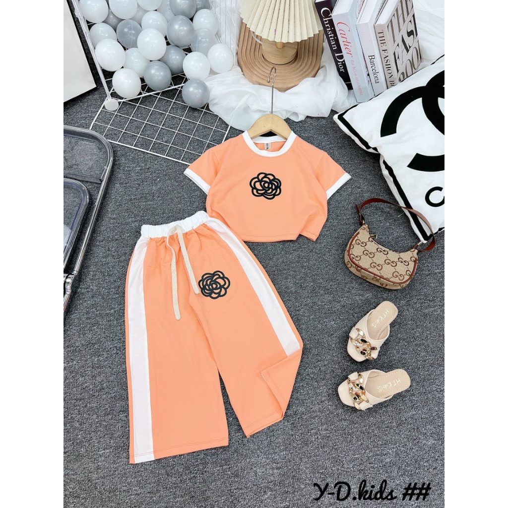 Bộ HOA TRÀ siêu xinh cho bé gái từ 12kg -42kg Munbaby Kids