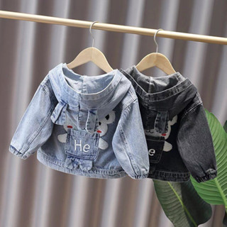 Áo KHOÁC JEAN tai thỏ bé trai bé gái HOTTREN 2025 từ 7kg - 30kg