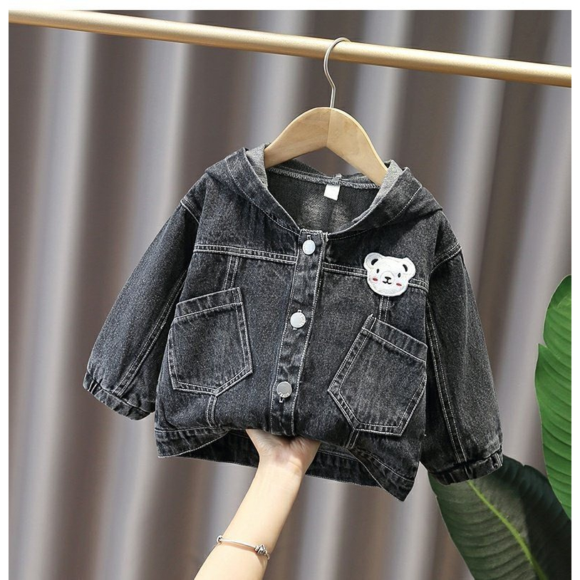 Áo KHOÁC JEAN tai thỏ bé trai bé gái HOTTREN 2023 từ 7kg - 30kg