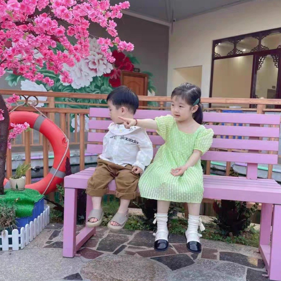 váy tiểu thư làm mưa làm gió đây ạ ↖️Váy dễ mặc tay bồng cánh tiên cho bé